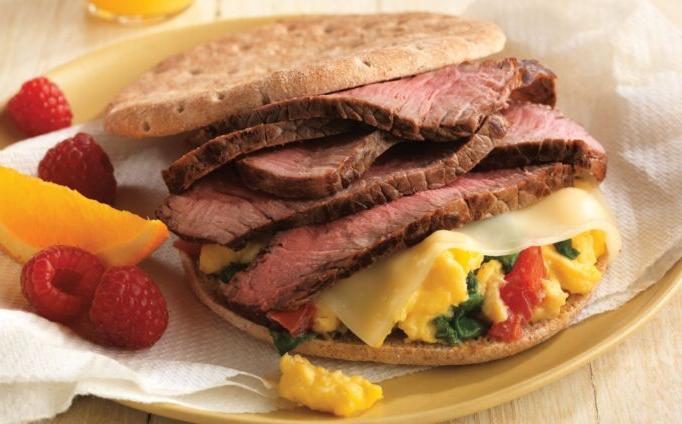 Beef and Spinach Breakfast Sandwich